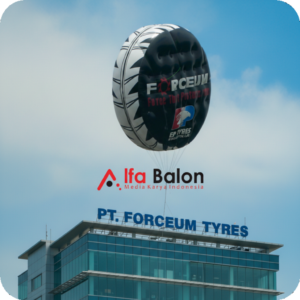Balon Promosi Rest Area 41 Balon promosi rest area berukuran besar dengan desain custom logo brand terpasang di area parkir jalan tol untuk menarik perhatian pengunjung dan pengendara.